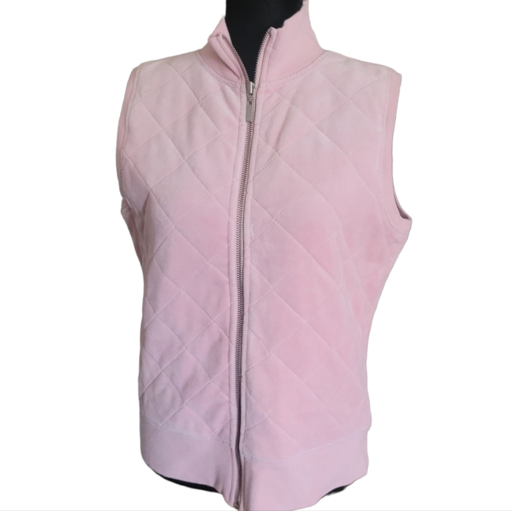 Liz & Co. Y2K Pink Velvet Quilted Vest Medium